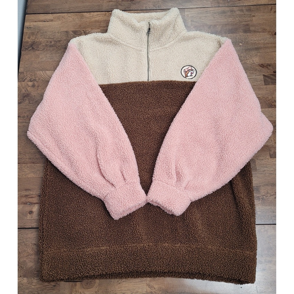 Buc-ee's Neopolitan Colorblock Sherpa Quarter-Zip Pullover Women's XXL